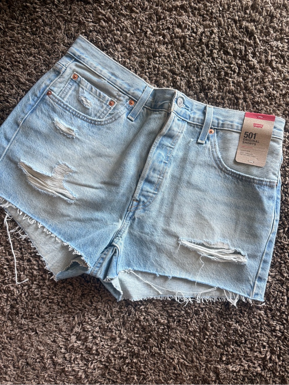 Levi's Light Blue Distressed Denim Jean Shorts